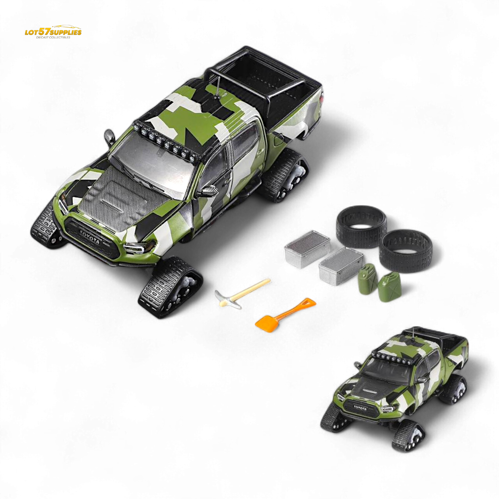 GCD Toyota Tacoma Snow Version Green Camo 1:64 - Evergreen Kings