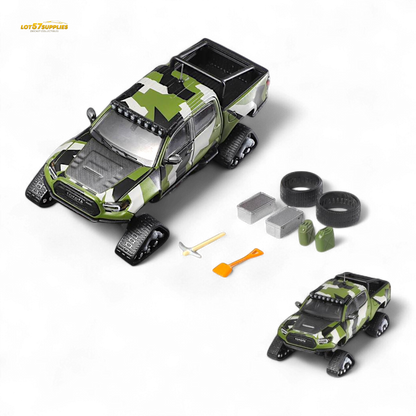 GCD Toyota Tacoma Snow Version Green Camo 1:64 - Evergreen Kings