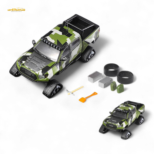 GCD Toyota Tacoma Snow Version Green Camo 1:64 - Evergreen Kings