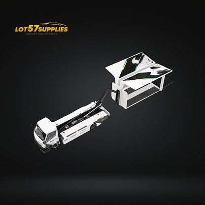MicroTurbo HINO 300 Custom Box Truck White - Black Livery 1:64 - Evergreen Kings