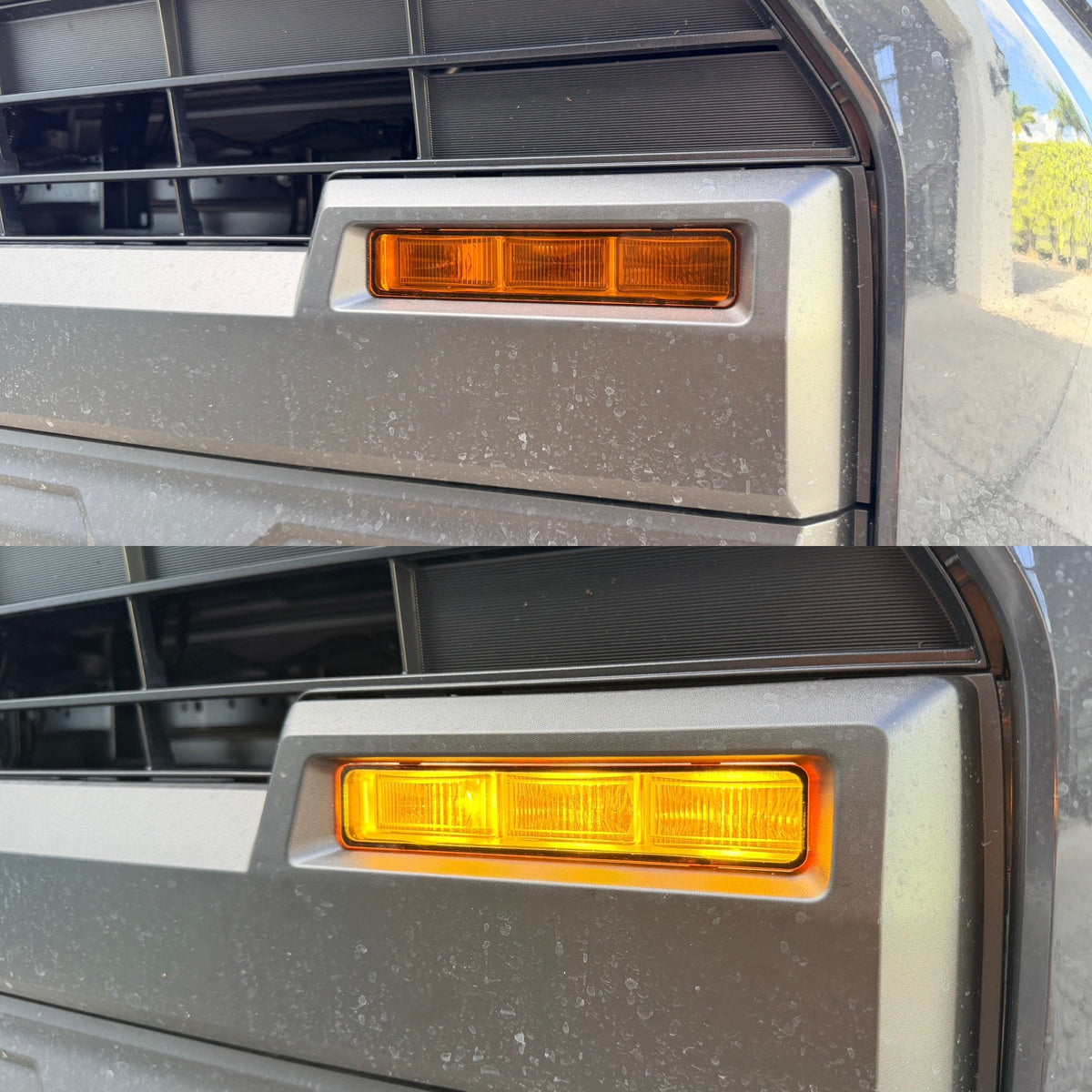 Vinyl fog light overlays for 2024+ Toyota Tacoma, exterior accessory by StickerFab, showcasing sleek, custom-fit design on vehicle fog lights.