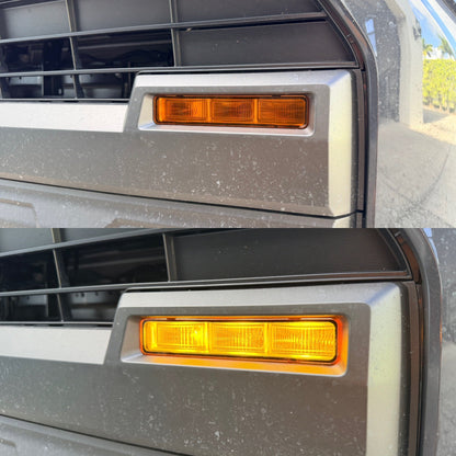 Vinyl fog light overlays for 2024+ Toyota Tacoma, exterior accessory by StickerFab, showcasing sleek, custom-fit design on vehicle fog lights.