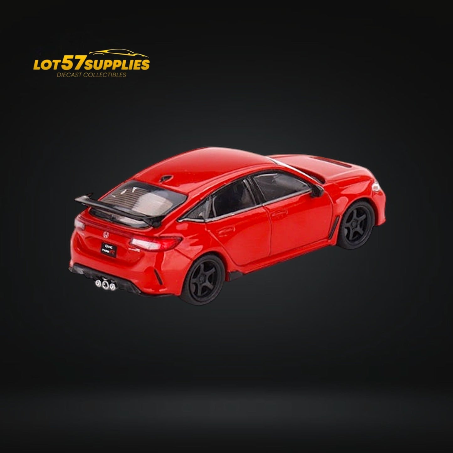 Mini-GT Honda Civic Type R diecast model in rallye red, 1:64 scale, showcasing detailed exterior and sporty design.