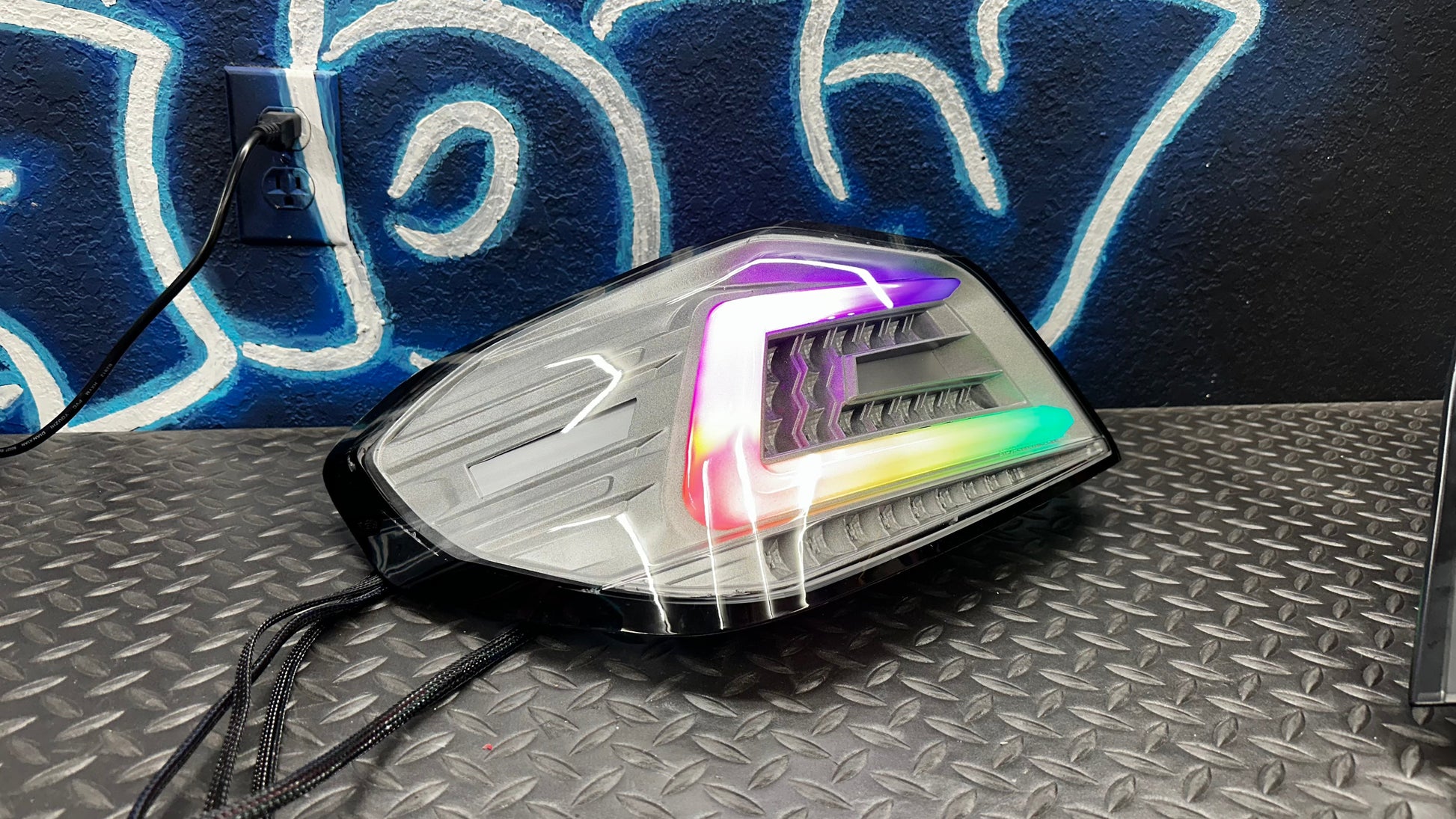 NTXGlow clear RGB color-shifting tail lights for 2015-2021 Subaru WRX and STI, featuring vibrant LED illumination and sleek design.