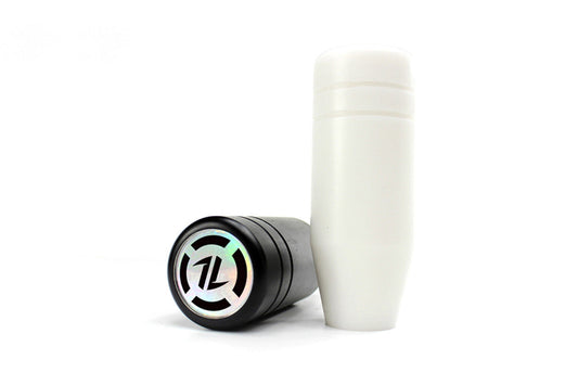 Black ISR Performance 100mm manual transmission shift knob by FR SPORT, showing its sleek, cylindrical shape and textured surface.