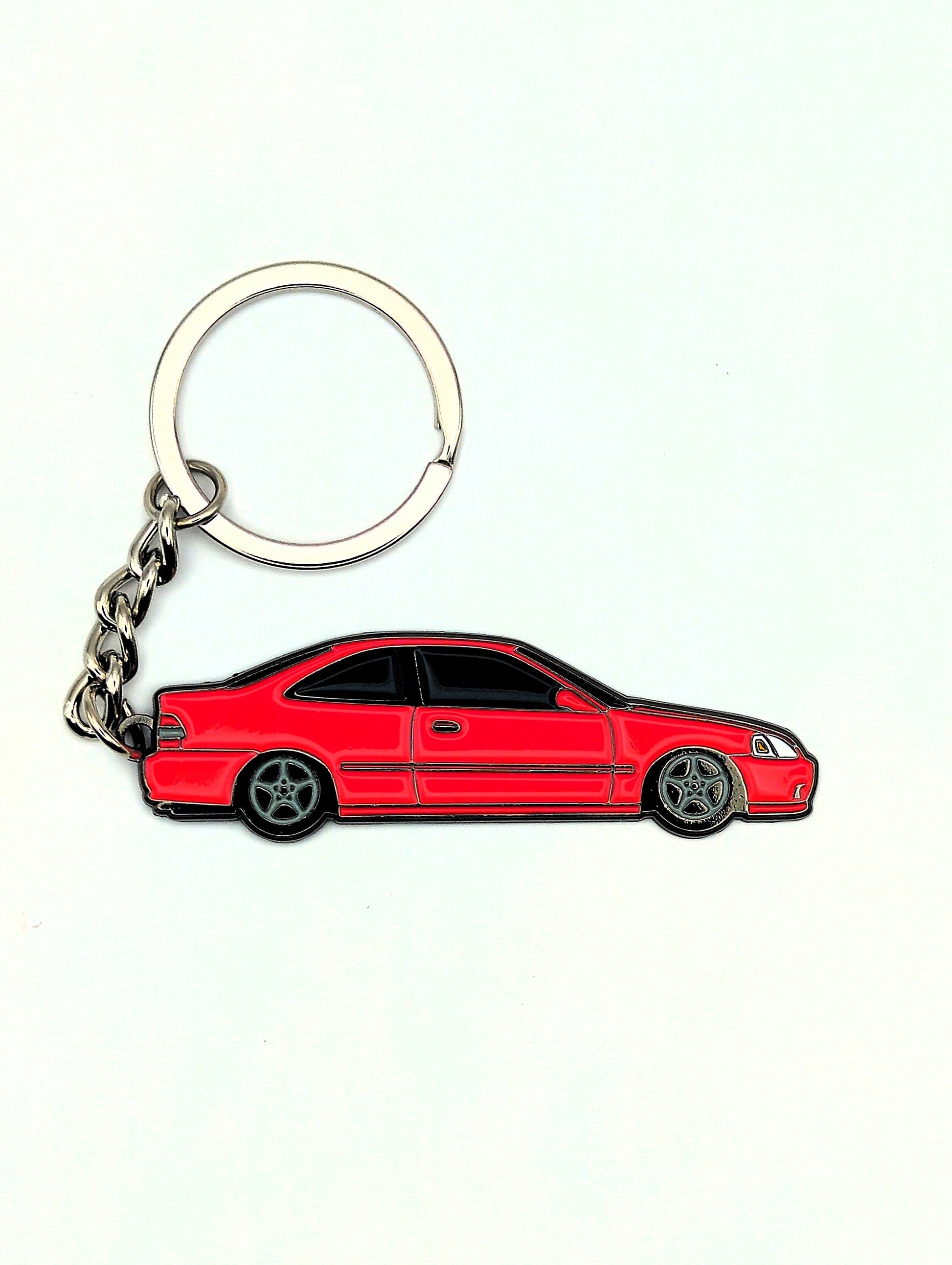 EK Coupe keychains by Drift Pins, featuring detailed miniature car charms on metal key rings.