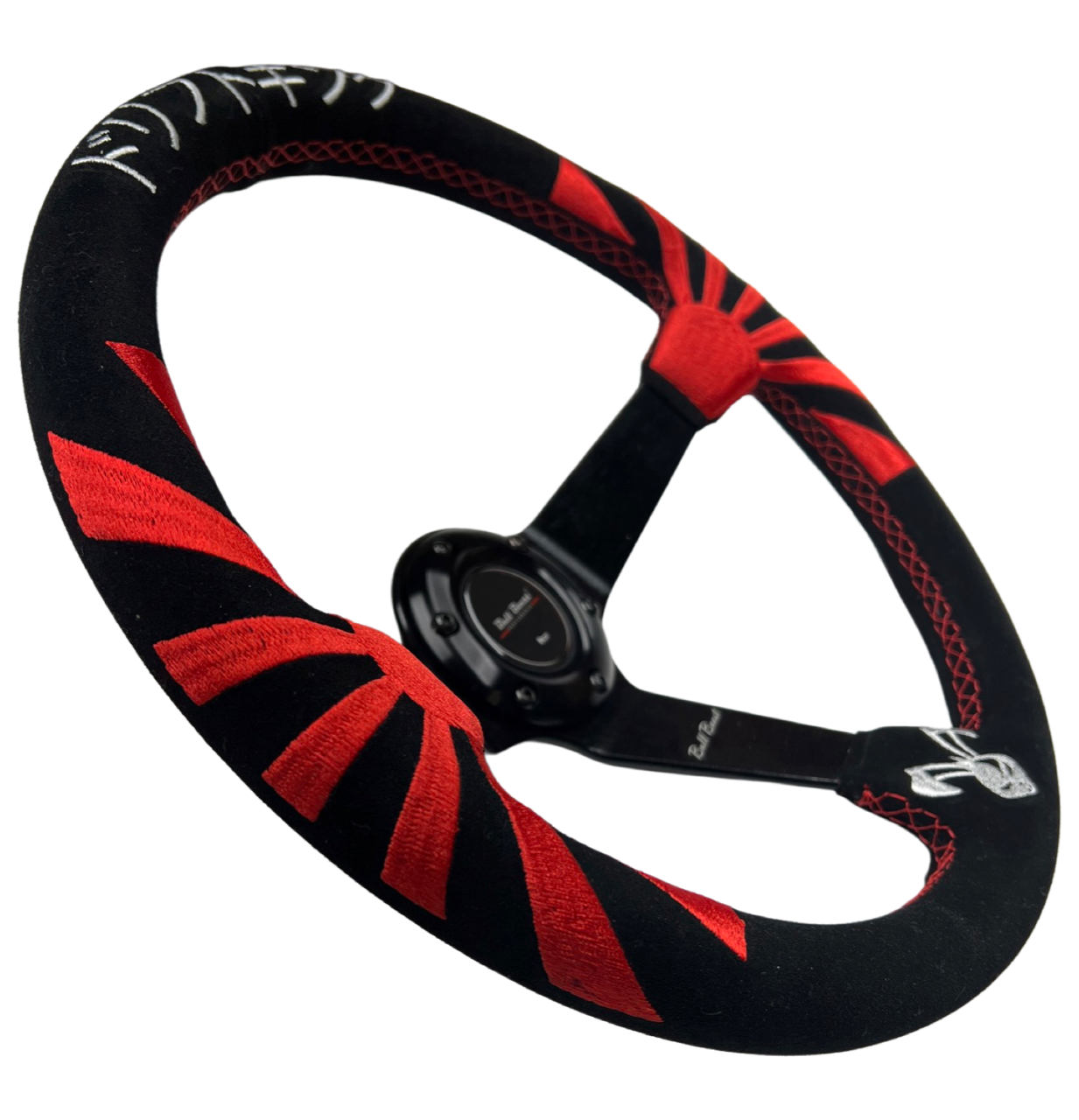 350mm Suede Racing Steering Wheel + 6-Bolt Hub Adapter Kit - Honda Civic / Acura Integra / Del Sol