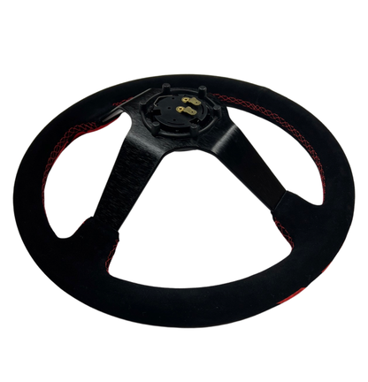 350mm Suede Racing Steering Wheel + 6-Bolt Hub Adapter Kit - Honda Civic / Acura Integra / Del Sol