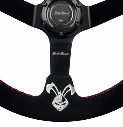 350mm Suede Racing Steering Wheel + 6-Bolt Hub Adapter Kit - Honda Civic / Acura Integra / Del Sol