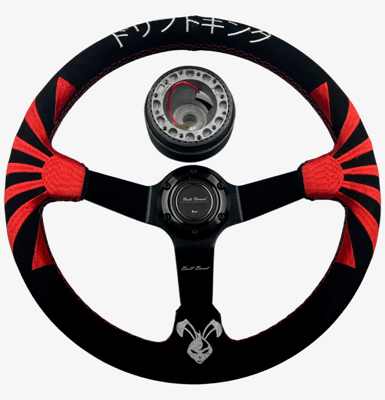350mm Suede Racing Steering Wheel + 6-Bolt Hub Adapter Kit - Honda Civic / Acura Integra / Del Sol