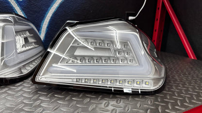 NTXGlow clear OEM+ sequential tail lights for 2015-2021 Subaru WRX and STI, featuring sleek design and enhanced visibility.