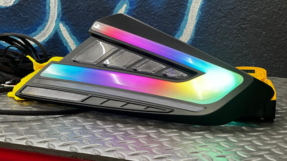 NTXGlow custom RGB LED tail lights installed on a 2022-2025 Subaru WRX, showing vibrant lighting design and sleek vehicle rear view.