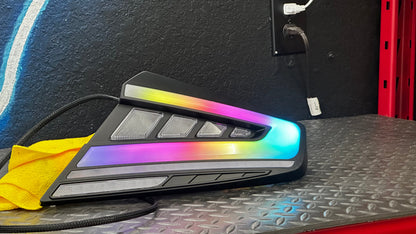 NTXGlow custom RGB LED tail lights installed on a 2022-2025 Subaru WRX, showcasing vibrant lighting design and sleek automotive style.