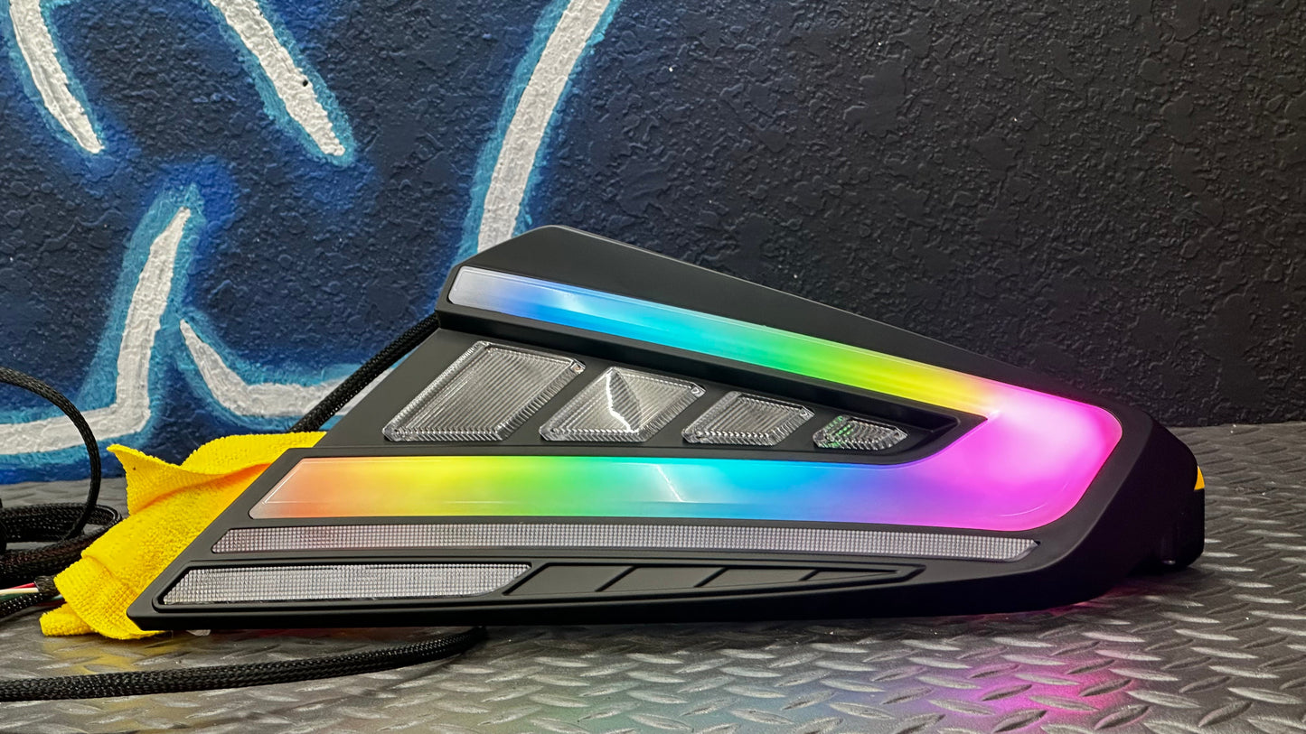 NTXGlow custom RGB LED tail lights installed on a 2022-2025 Subaru WRX, showcasing vibrant lighting and sleek design.