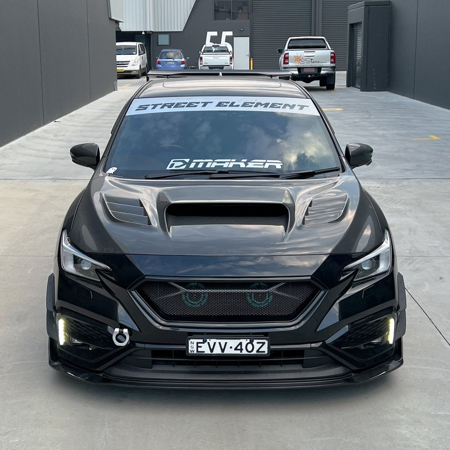 JDMuscle front bumper grille for 2022-2025 Subaru WRX, CS Style V1, paint matched and gloss black finish, car grille accessory