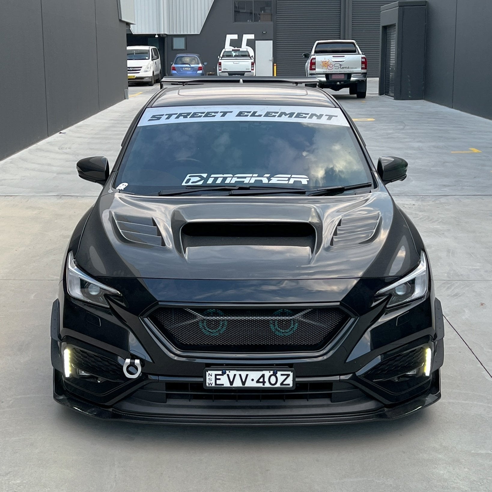 JDMuscle front bumper grille for 2022-2025 Subaru WRX, CS Style V1, paint matched and gloss black finish, car grille accessory