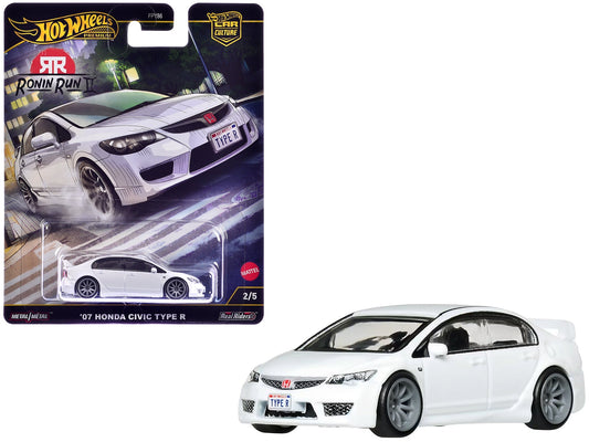 2007 Honda Civic Type R RHD (Right Hand Drive) White "Ronin Run II" Series Diecast Model Car by Hot Wheels
