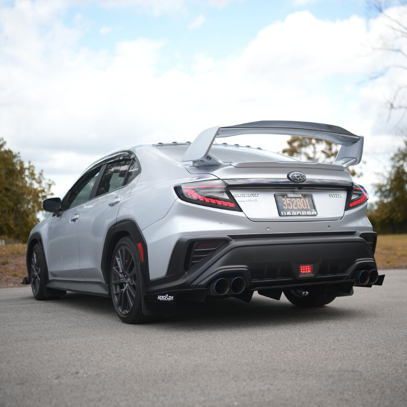 JDMuscle 22-25 WRX Doragon LED tail lights showing sleek red and clear lens design with integrated turn signals.
