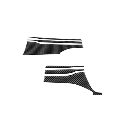JDMuscle 2022-2025 Subaru WRX P&S Series carbon fiber dash trim covers, black and red carbon fiber, 6-piece kit.
