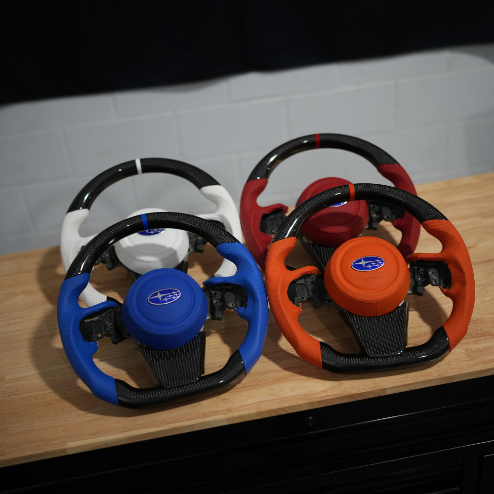JDMuscle Subaru WRX Ultimate Series steering wheel for 2022-2025 models, compatible with manual and CVT transmission.