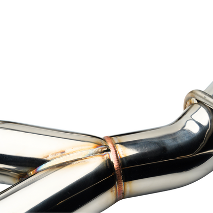 JDMuscle 22-25 Subaru WRX VB 4-inch quad exit axle back muffler delete exhaust system in black with dual tips.