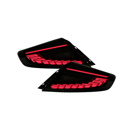 JDMuscle 22-25 Subaru WRX LED tail lights with Doragon design, showcasing sleek red and clear lens details.