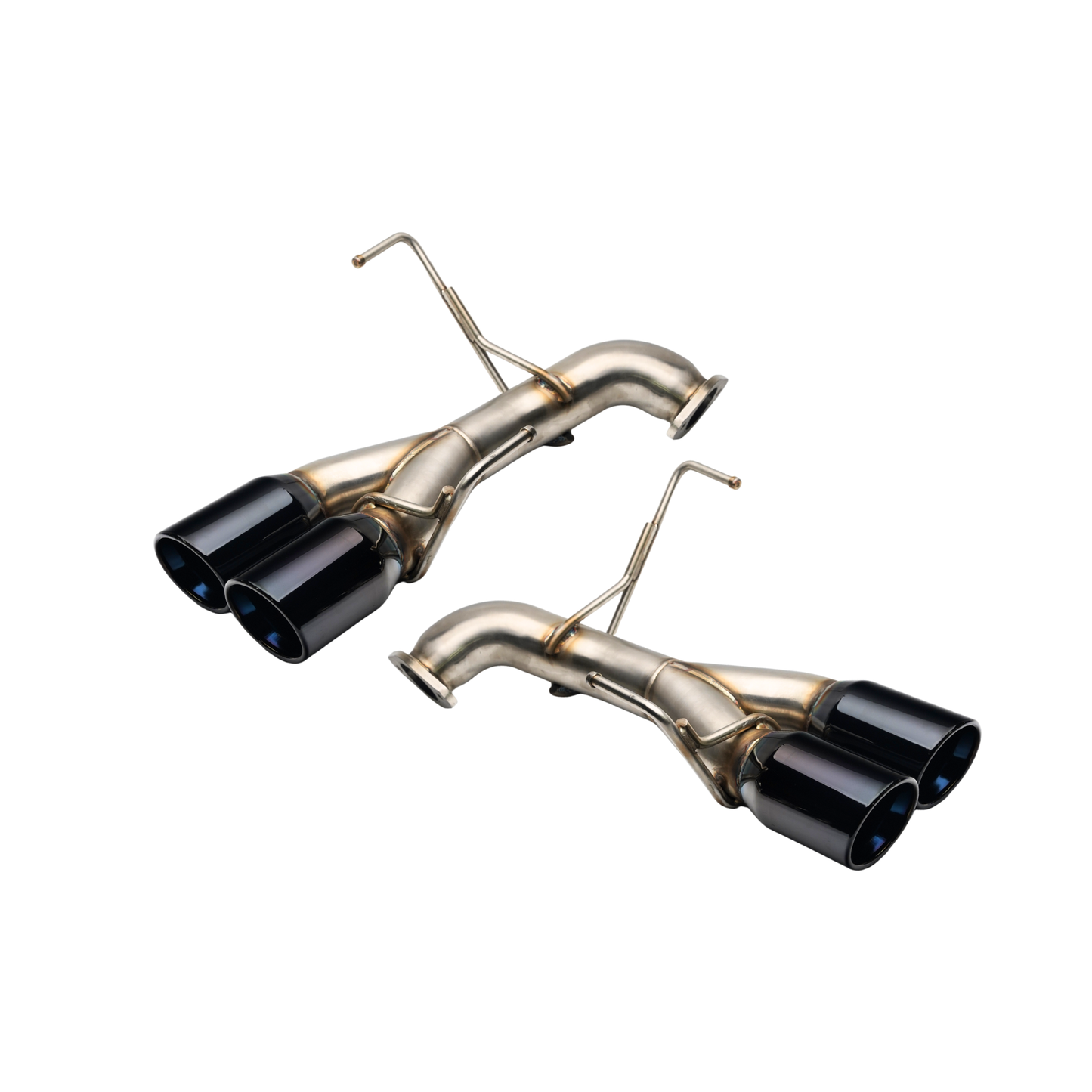 JDMuscle 22-25 WRX VB quad exit axle back exhaust system with muffler delete, installed on a Subaru WRX vehicle.
