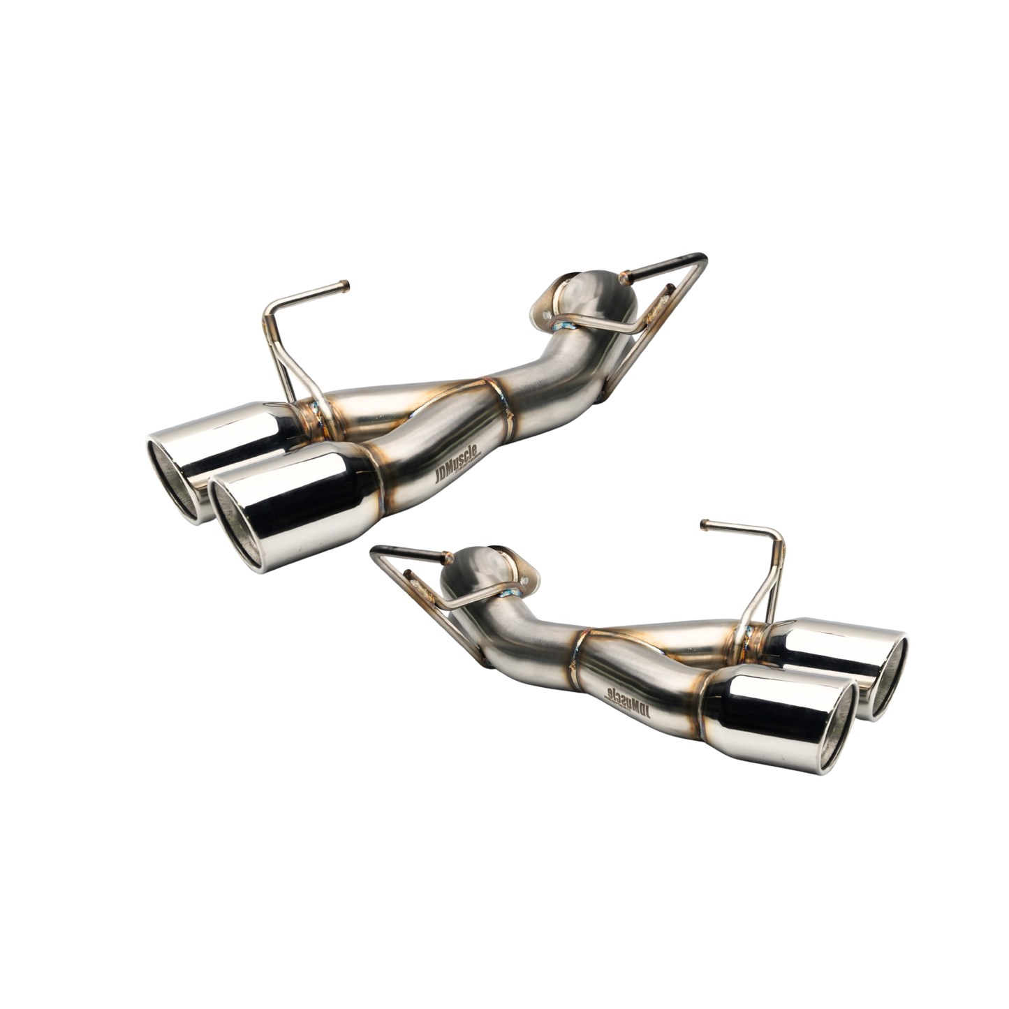 JDMuscle 22-25 WRX VB quad exit axle back exhaust system with muffler delete, showcasing the four exhaust tips.