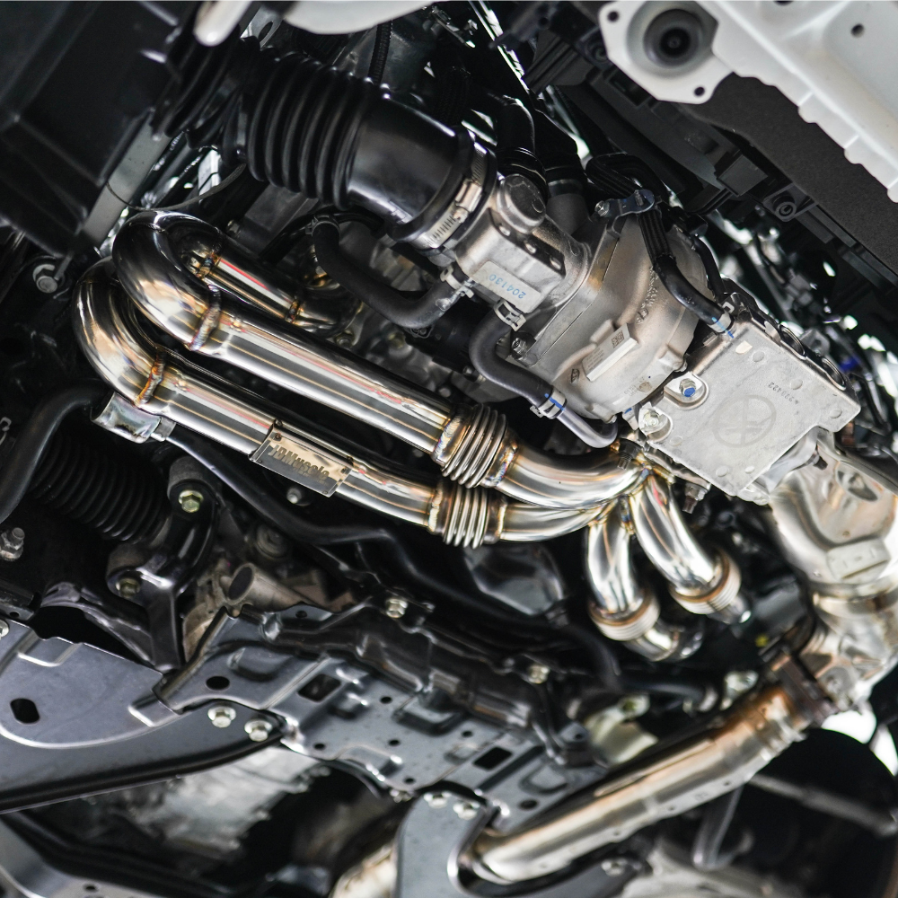 JDMuscle 22-25 WRX YDYBB unequal length exhaust headers and manifolds for manual and CVT transmissions, shown in image.