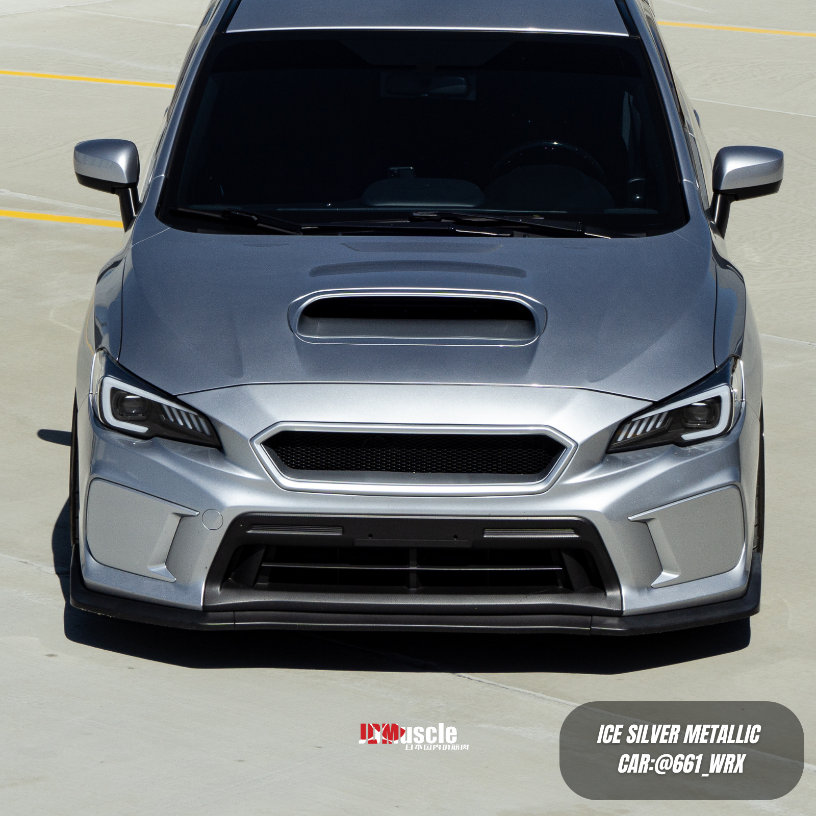 JDMuscle V2 front grille in gloss black for 2018-2021 Subaru WRX/STI, paint-matched and stylish grille for sporty look.