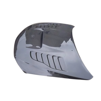 JDMuscle Tanso carbon fiber hood for 2008-2014 Subaru WRX/STI GVB/GRB models, showcasing lightweight, sleek design and carbon fiber finish.