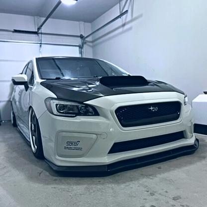 JDMuscle gloss black fog light covers with paint-matched accents for 2015-2017 Subaru WRX and STI models.