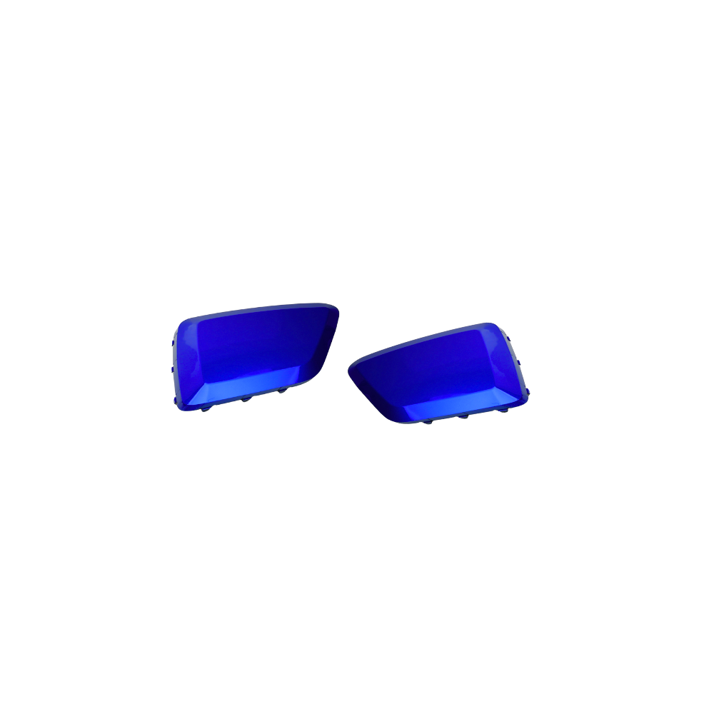 JDMuscle gloss black fog light covers for 2015-2017 Subaru WRX and STI with paint-matched accents, designed for a sleek, customized look.