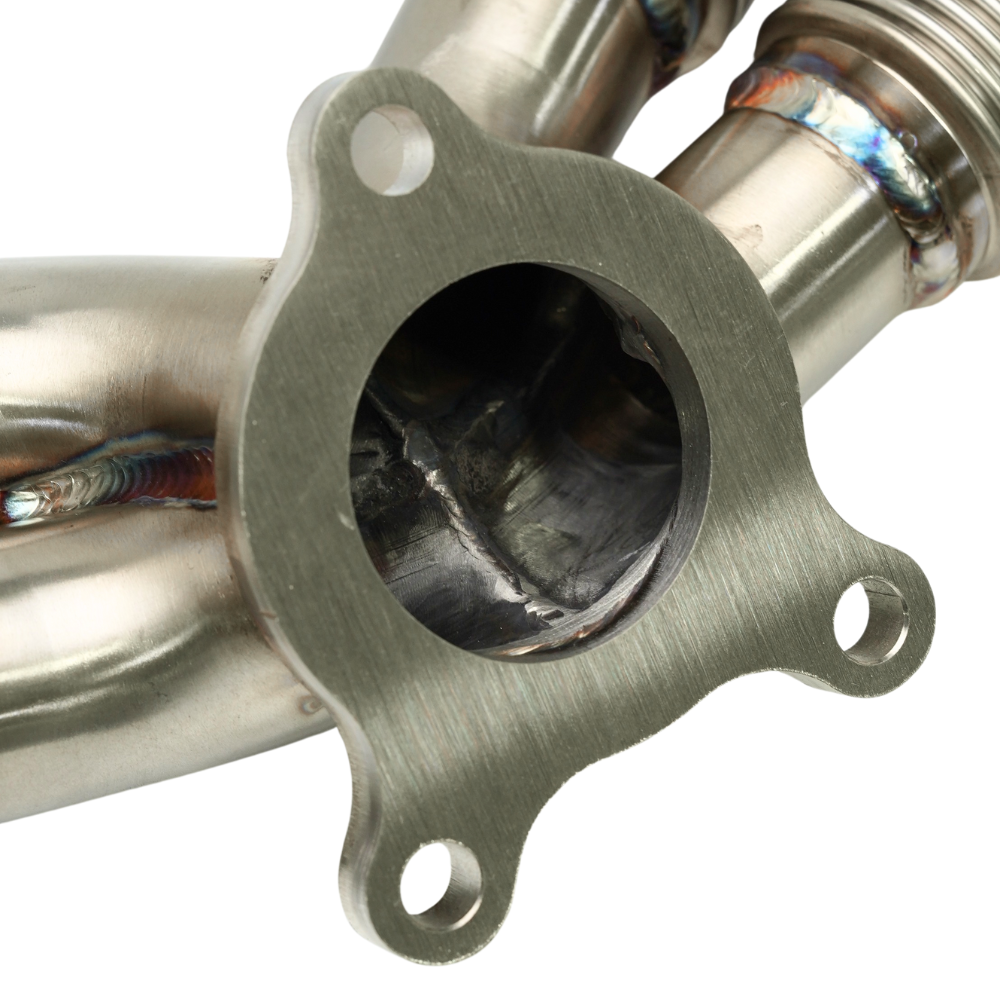 JDMuscle 22-25 WRX YDYBB unequal length exhaust header for manual and CVT transmission installed on a Subaru WRX engine