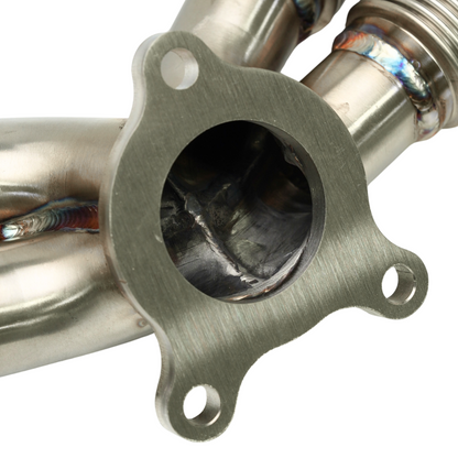 JDMuscle 22-25 WRX YDYBB unequal length exhaust header for manual and CVT transmission installed on a Subaru WRX engine