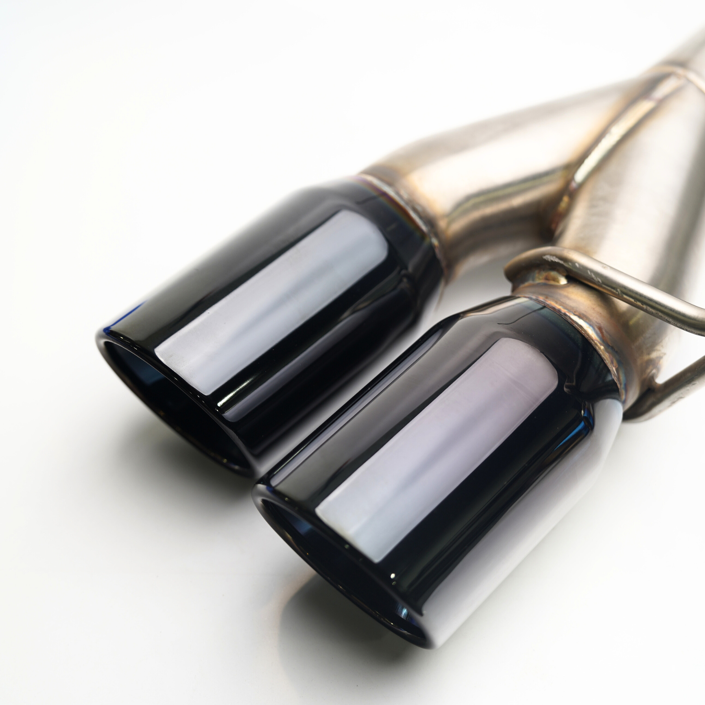 JDMuscle 22-25 WRX VB 4-inch quad exit axle back muffler delete exhaust system with polished tips on a Subaru WRX.