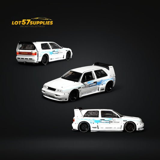 Rhino Model VW Golf Mk3 White Fast & Furious Livery 1:64 - Evergreen Kings