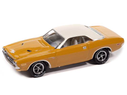 1971 Dodge Challenger R/T Butterscotch with White Top and Interior "Classic Gold Collection" 1/64 Diecast Model Car by Johnny Lightning