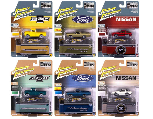 Johnny Lightning Collector's Tin 2025 Set of 6 Cars Release 3 Limited Edition 1/64 Diecast Model Cars by Johnny Lightning