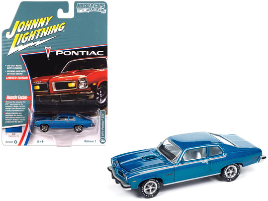 1974 Pontiac GTO Regatta Blue Metallic with White Interior "Muscle Cars USA" Series 1/64 Diecast Model Car by Johnny Lightning
