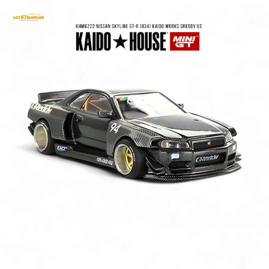 (Pre-Order) Kaido House x Mini GT Nissan Skyline GT-R R34 Kaido Works GReddy V2 1:64 - Evergreen Kings