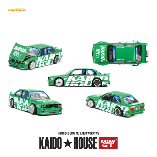 Pre-order Kaido House BMW M3 Kaido Works V2 diecast model in 1:64 scale, showcasing detailed design and vibrant colors.