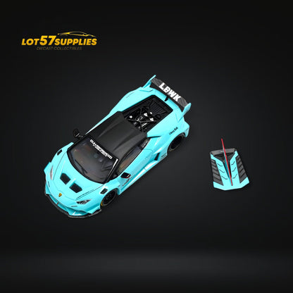 Pre-order King Model Lamborghini Huracan LBWK in metallic Tiffany Blue, 1:64 scale diecast car by Lot57Supplies.