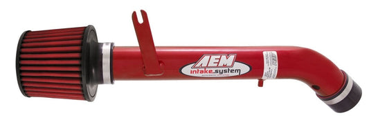 FR SPORT AEM short ram intake system in red for 92-00 Honda Civic and Del Sol engine bay, with performance air filter and piping.