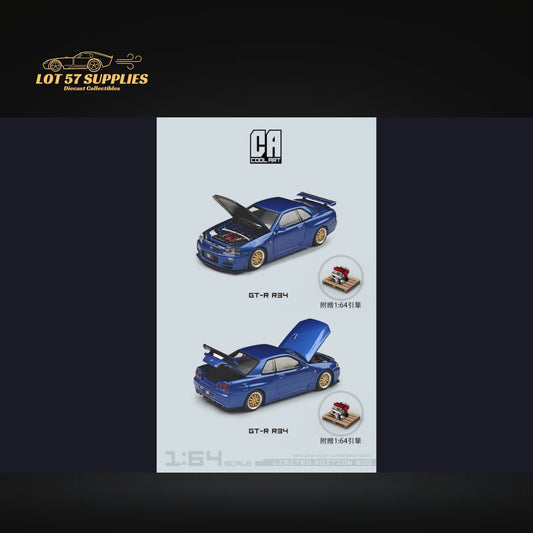 Cool ART Nissan Skyline GT-R R34 Blue 1:64 - Evergreen Kings