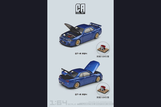 Cool ART Nissan Skyline GT-R R34 Blue 1:64 - Evergreen Kings