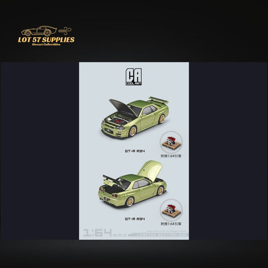Cool ART Nissan Skyline GT-R R34 Jade Green 1:64 - Evergreen Kings