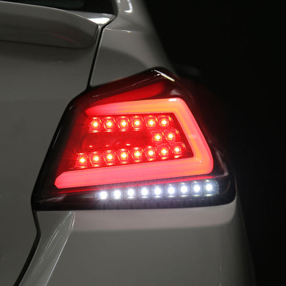 NTXGlow Spec-D LED tail lights for 2015-2021 Subaru WRX STI, black housing, featuring sleek, modern LED design.