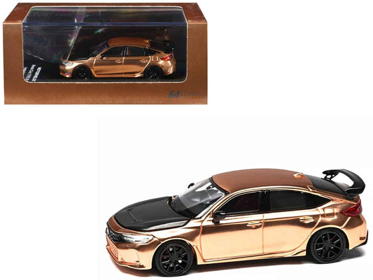 Honda Civic Type R (FL5) RHD (Right Hand Drive) Electroplating Copper Metallic with Carbon Hood "Hong Kong Toycar Salon 2025" "Senior 64" Series Limited Edition to 599 pieces Worldwide 1/64 Diecast Model Car by MotorHelix