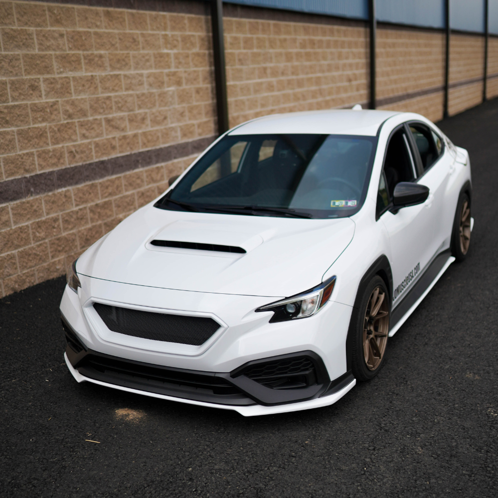 JDMuscle 22-25 WRX CS Style V1 front bumper grille in paint-matched and gloss black finish for Subaru WRX.